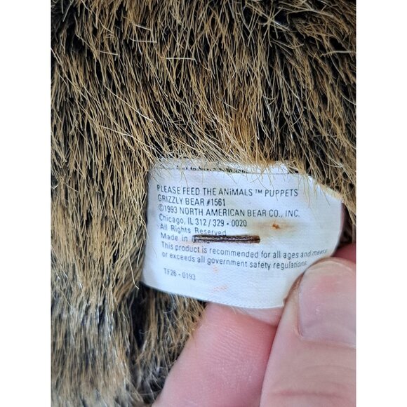 Grizzly Bear Puppet #1561North Americann Bear Co. 1993 Toy Plush Vintage Collect - Picture 4 of 9